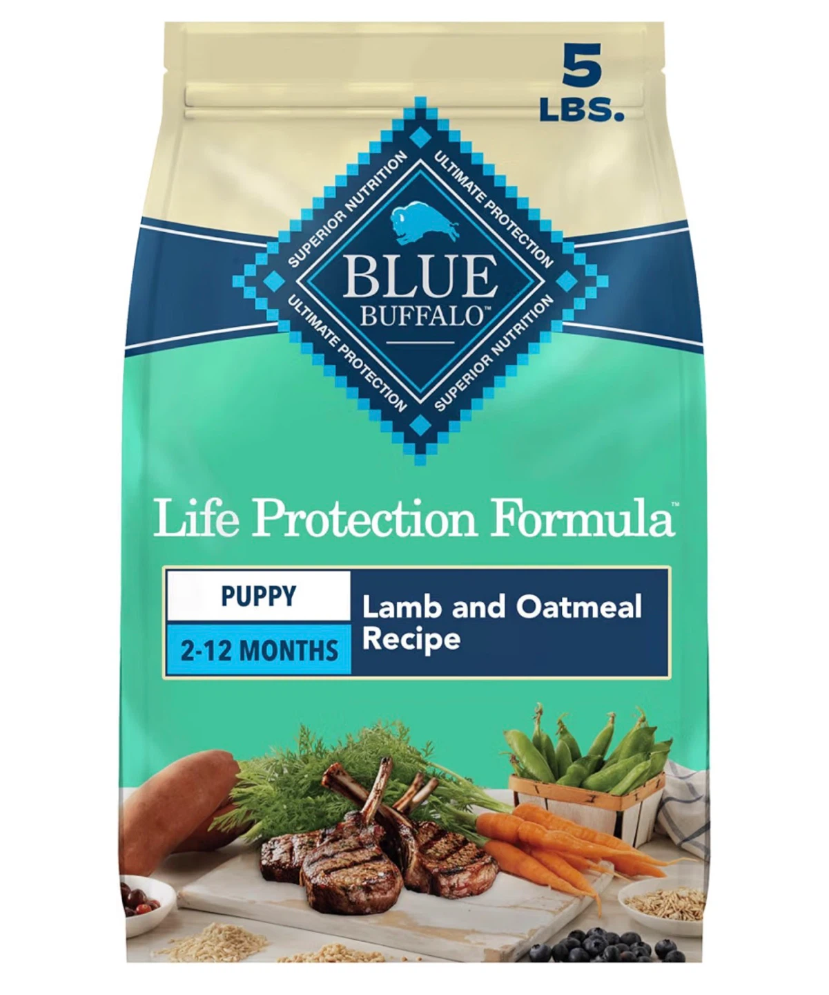 Blue Buffalo Puppy Lamb and Oatmeal Recipe 5 lbs
