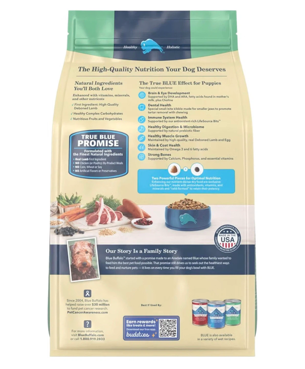 Blue Buffalo Puppy Lamb and Oatmeal Recipe 5 lbs - photo 2