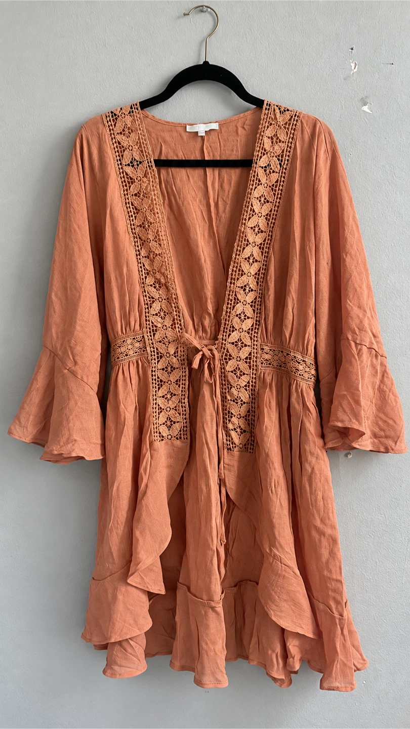 Dusty Rose Lace Trim Cover-Up - photo 3