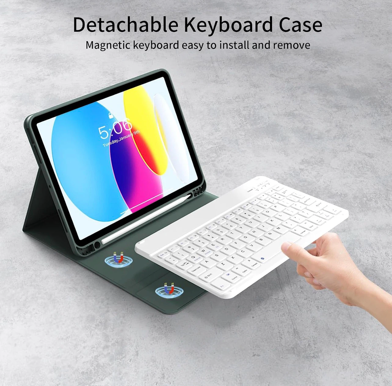Wireless Keyboard Case for iPad 10th/11th Gen - Dark Green - photo 2