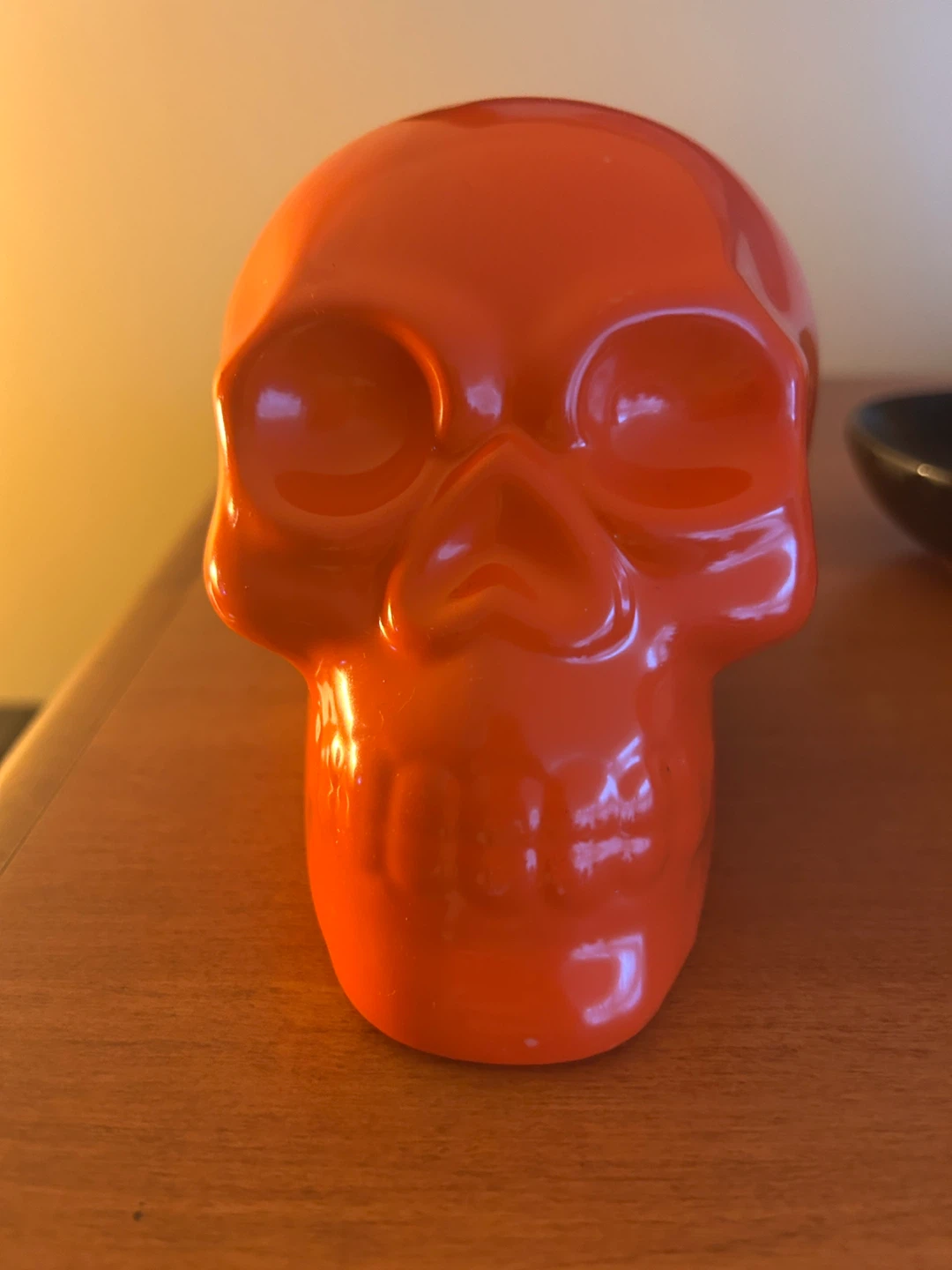 Orange Ceramic Skull Decor