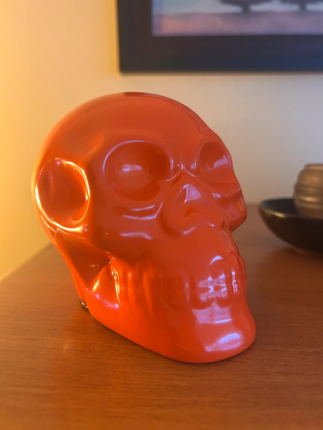 Orange Ceramic Skull Decor - photo 2