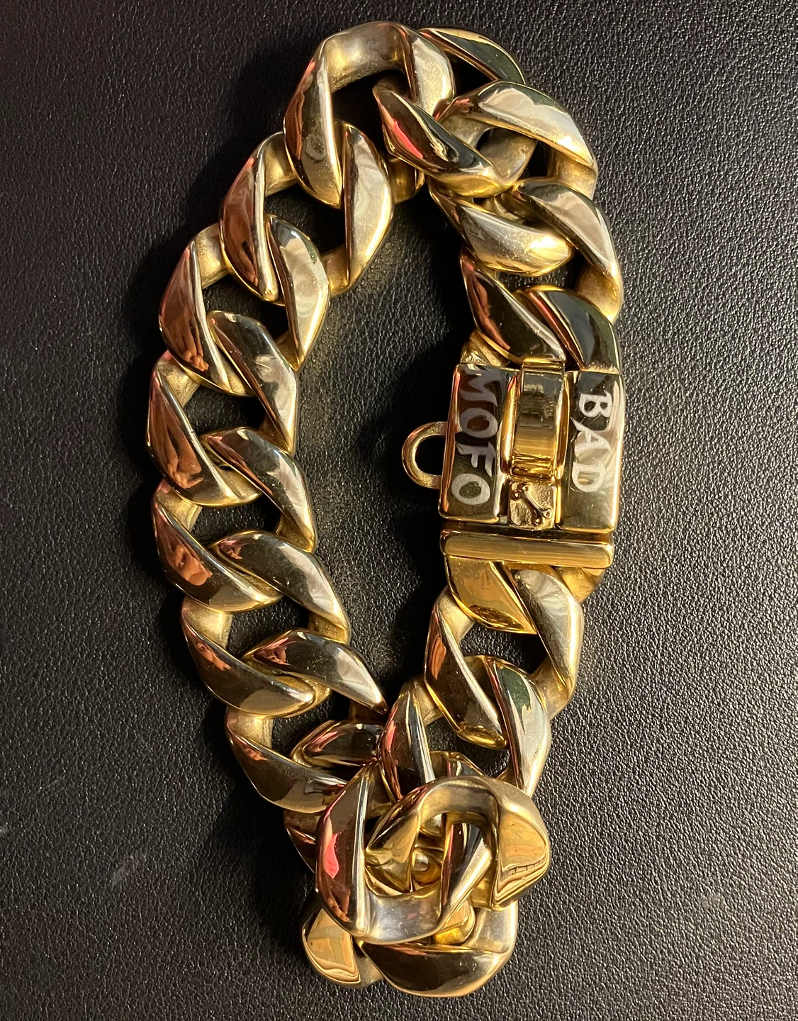 Bad Mofo Gold Tone Heavy Chain Dog Collar