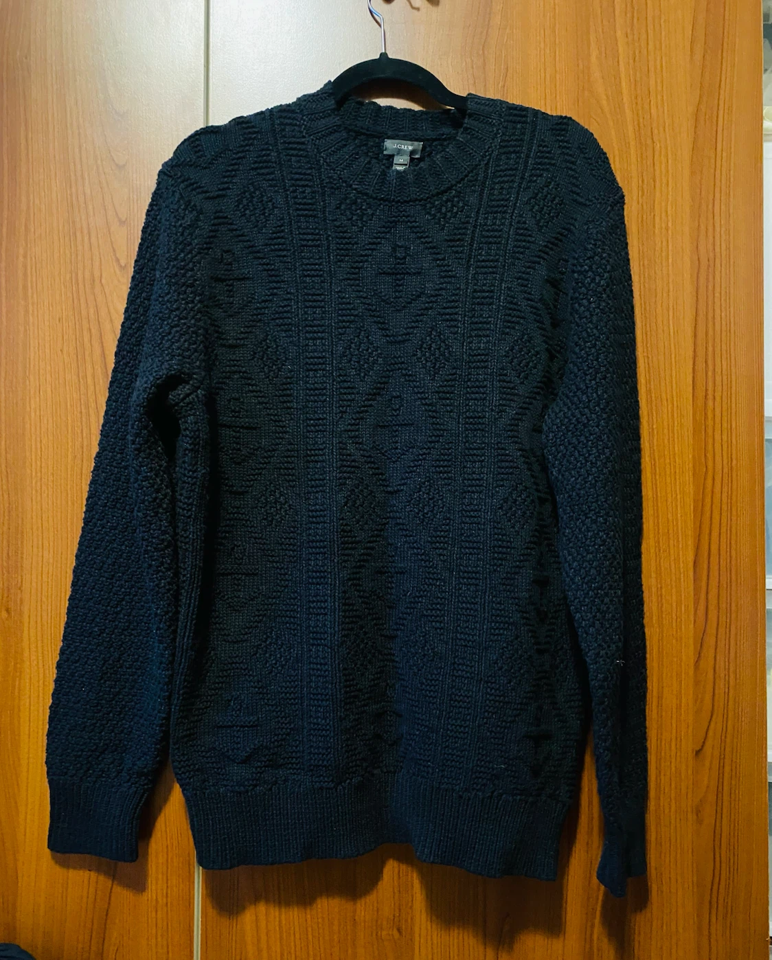 J.Crew Navy Black Textured Crewneck Sweater
