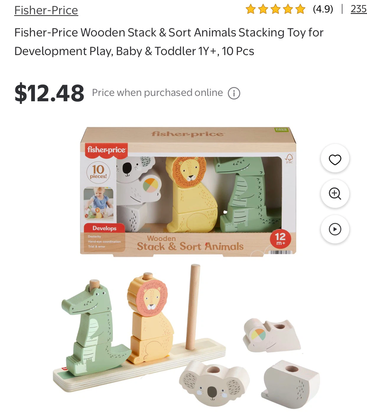 Brand new toy-Fisher-Price Wooden Stack & Sort Animals Toy