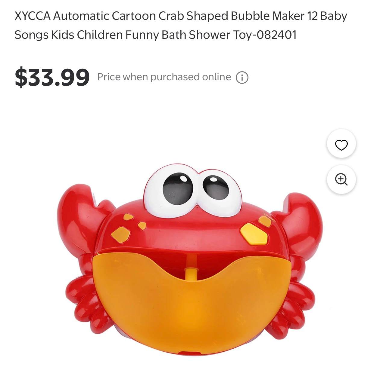 XYCCA Crab Bubble Maker Bath Toy