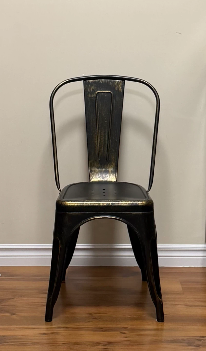 New BELLEZE Metal Chairs in Antique Black Gold - photo 2