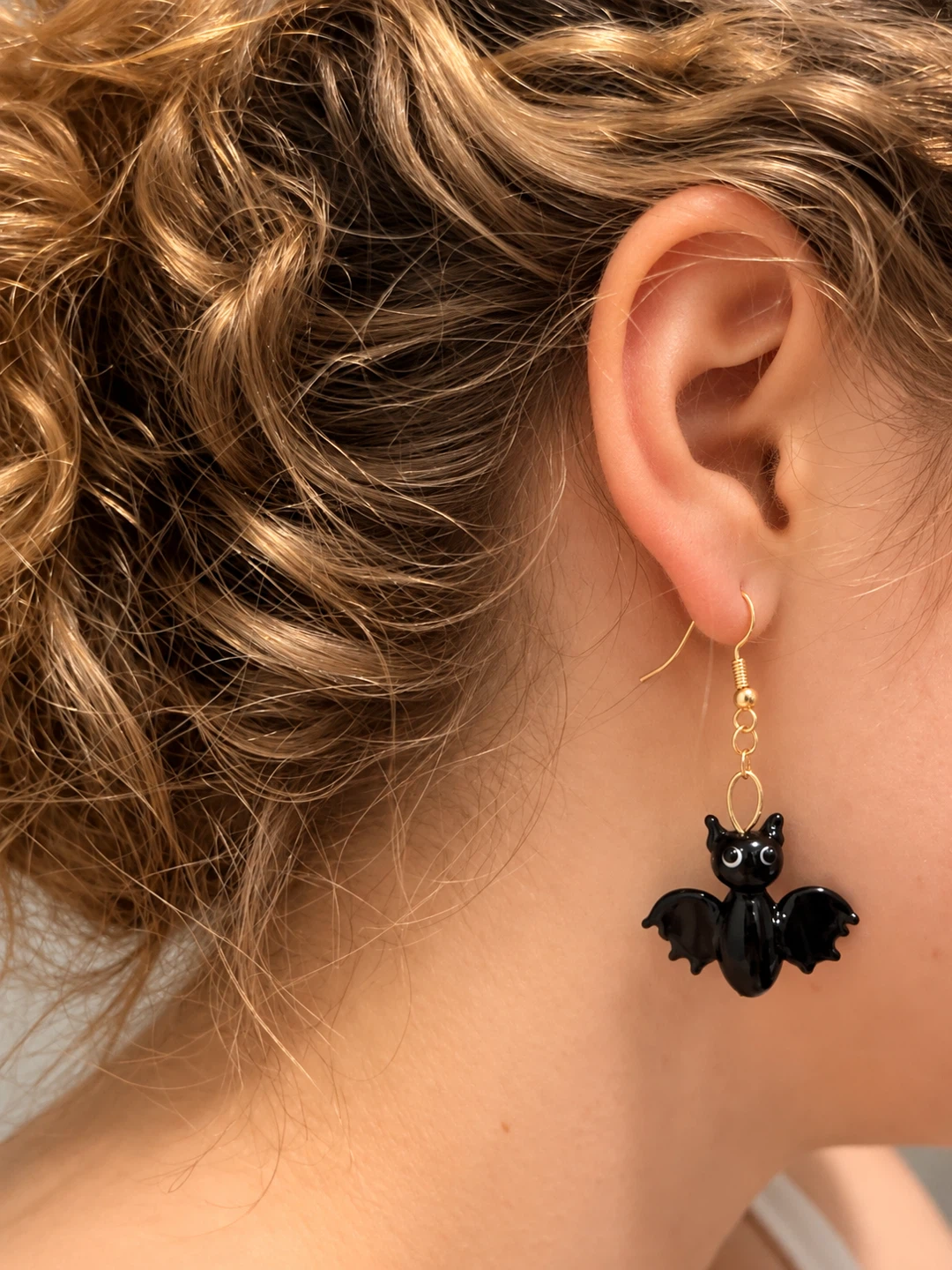 Black Bat Drop Earrings