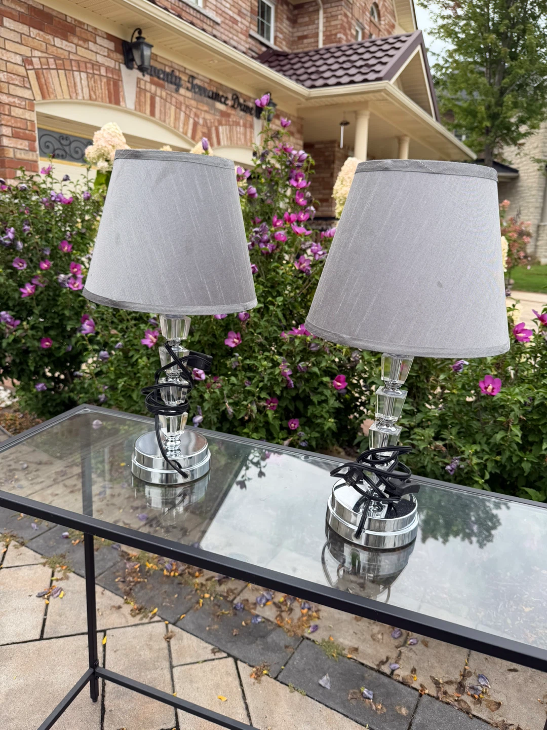 Set of two grey table lamps
