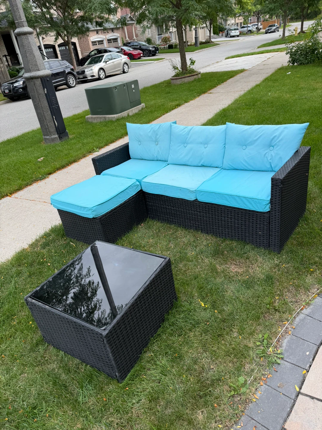 Outdoor Wicker Sectional Sofa Set with Table - photo 2