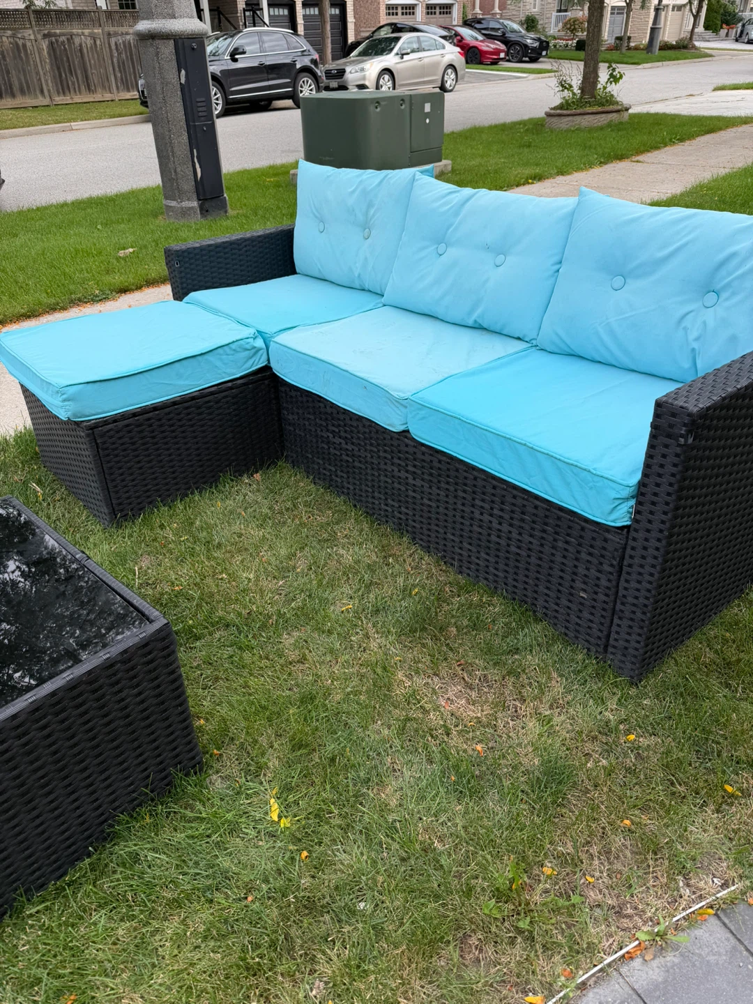 Outdoor Wicker Sectional Sofa Set with Table - photo 3