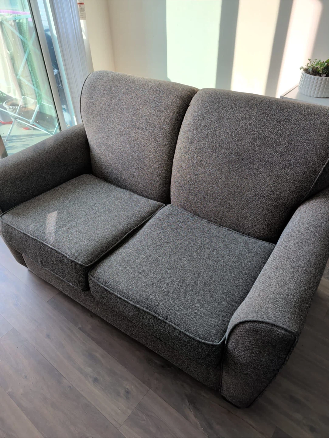Two-Seater Grey Loveseat Sofa