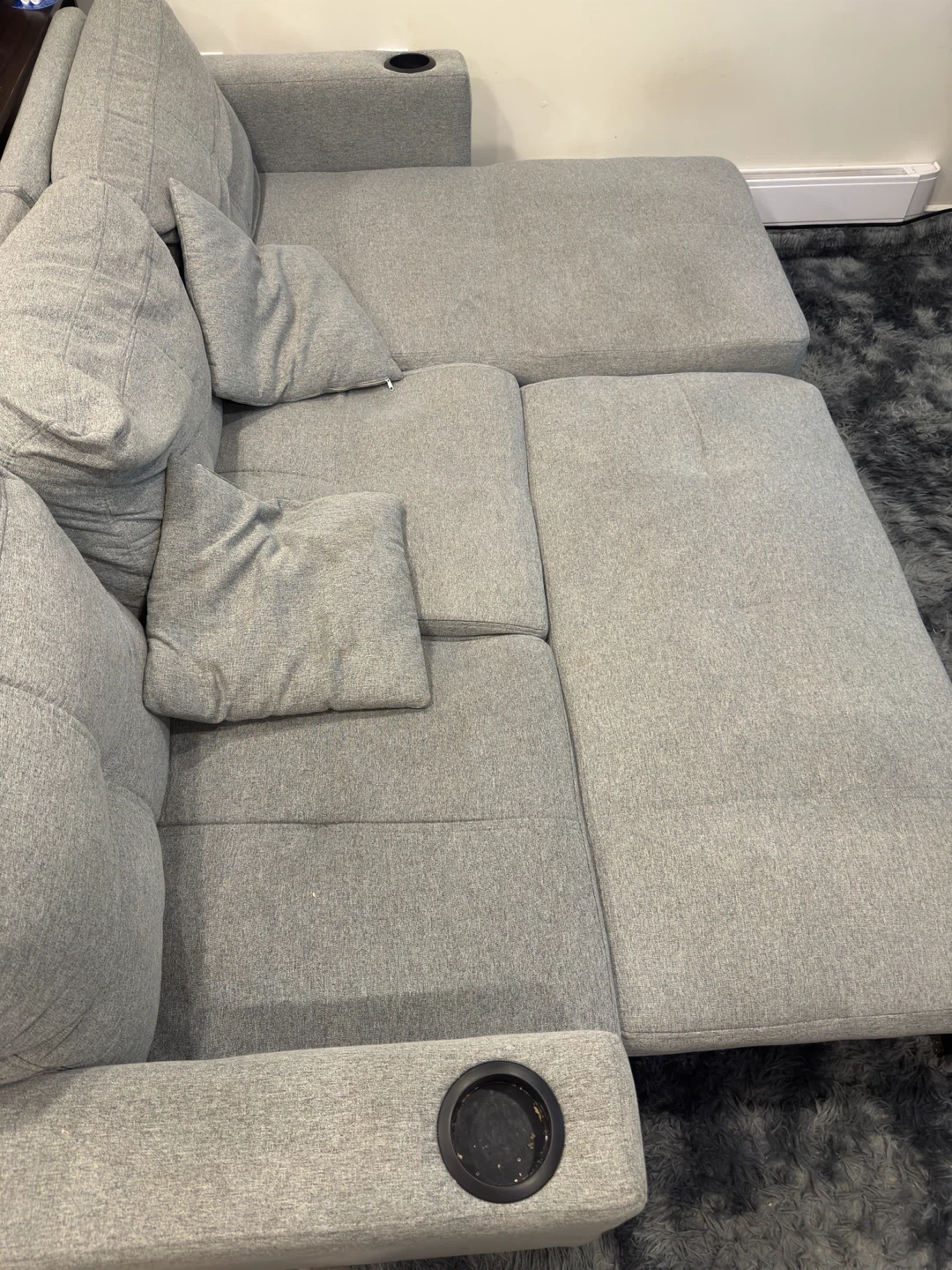Grey Sectional Sofa with Storage and Cup Holders - photo 3