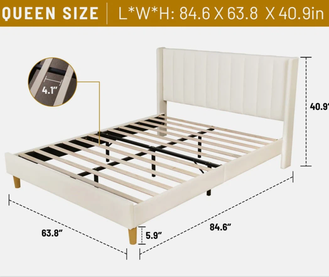 Queen Size Upholstered Bed Frame