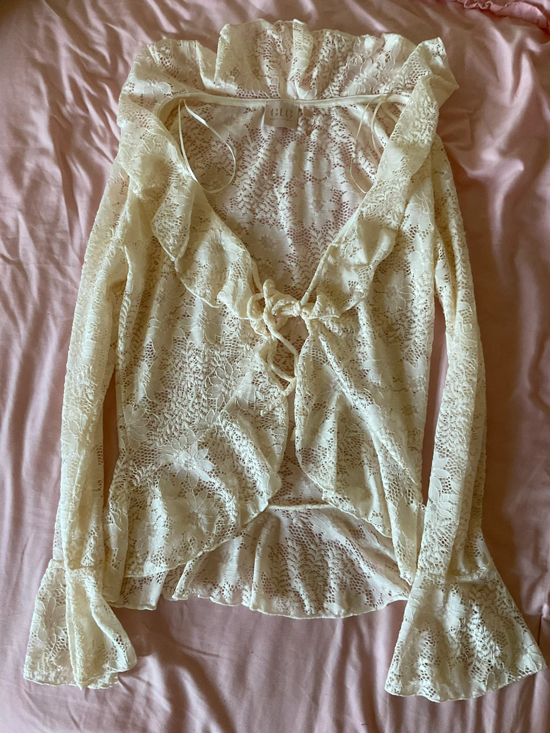 GLG Good Luck Gem Lace Tie-Front Top