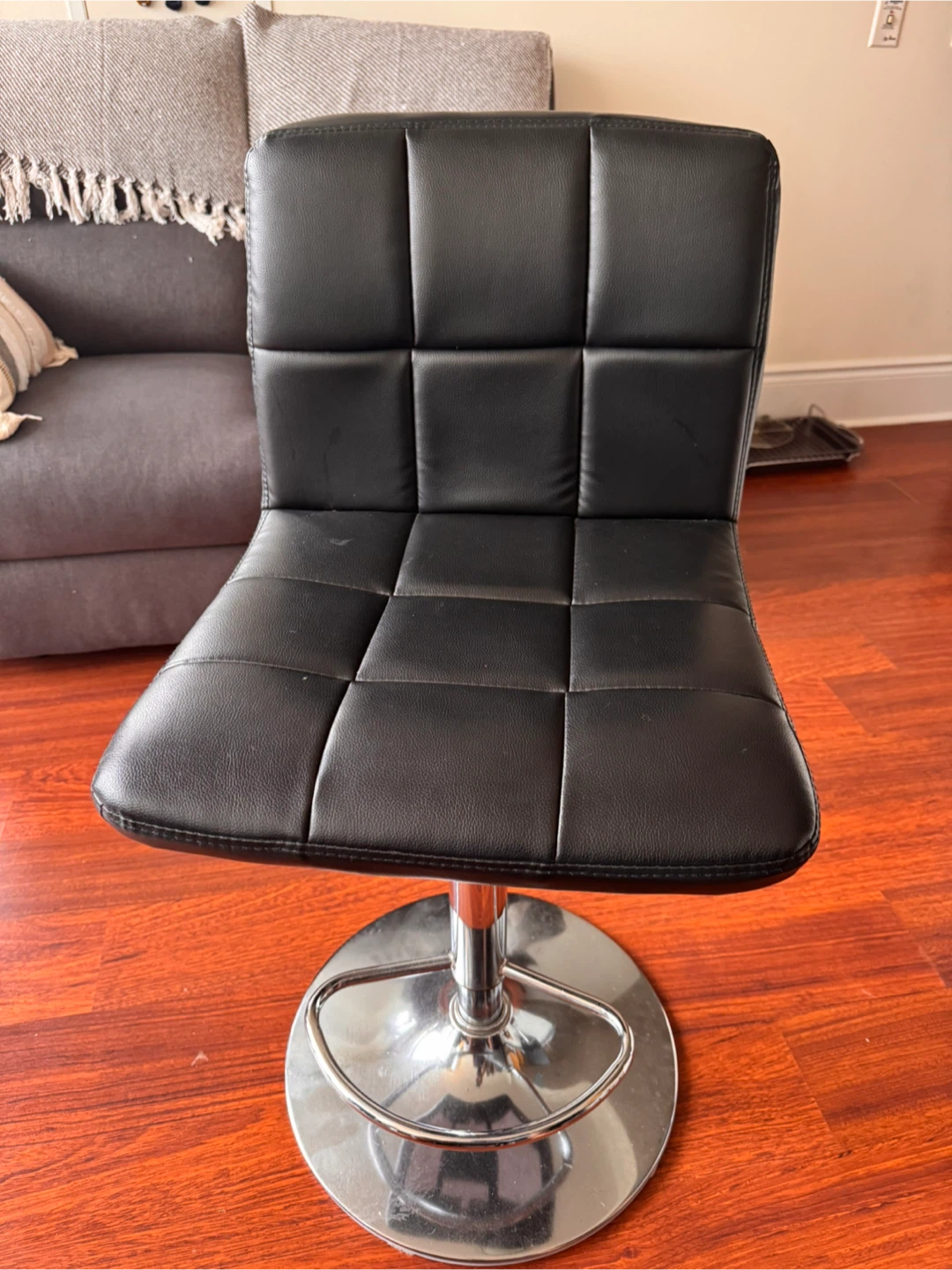 Black Adjustable Bar Stool