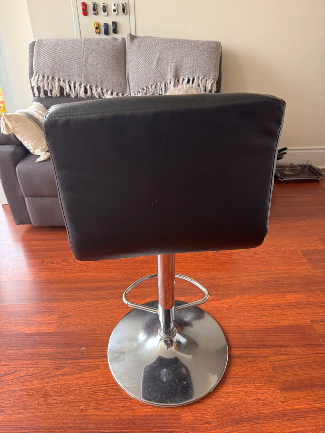 Black Adjustable Bar Stool - photo 2