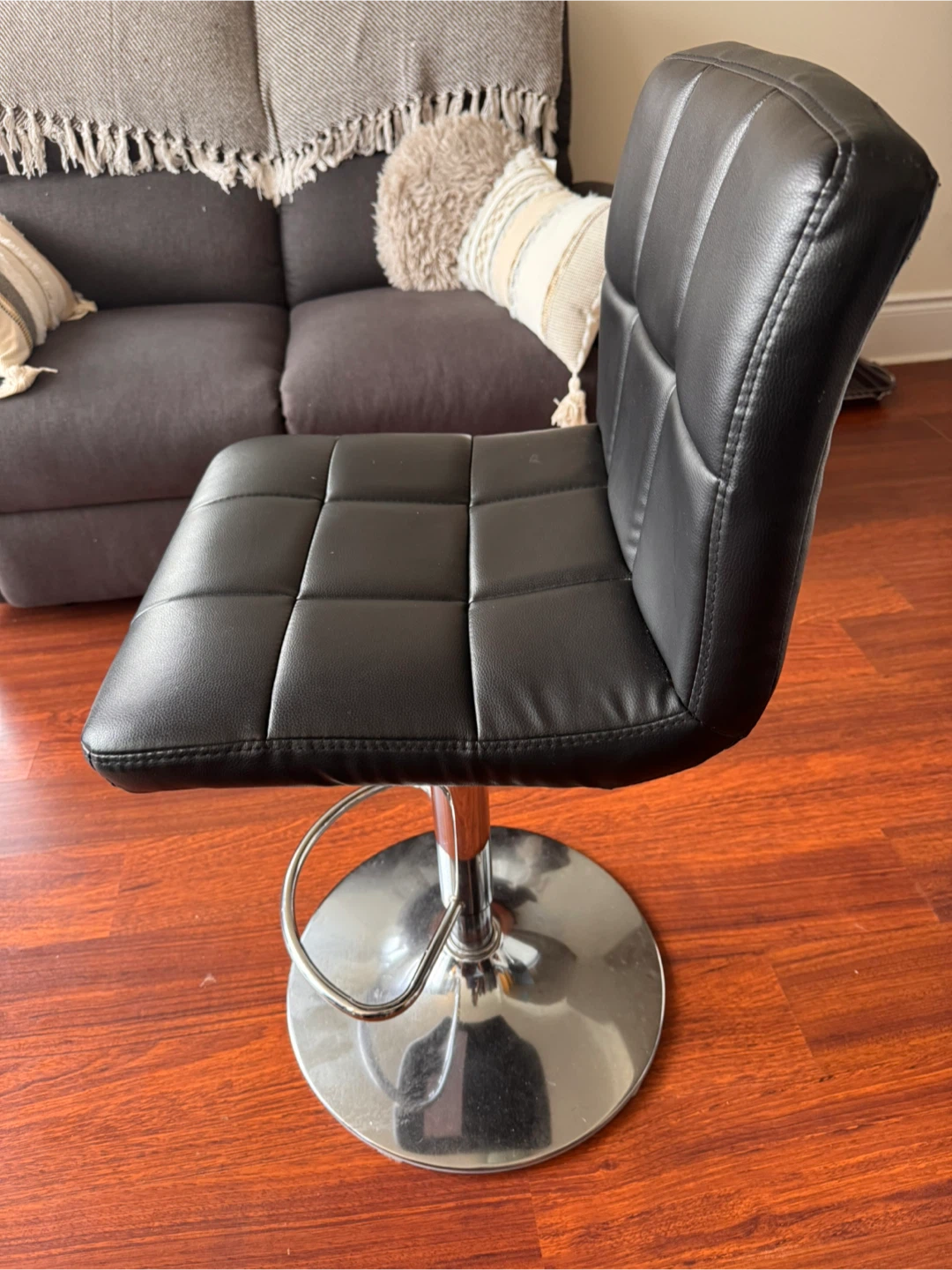 Black Adjustable Bar Stool - photo 3