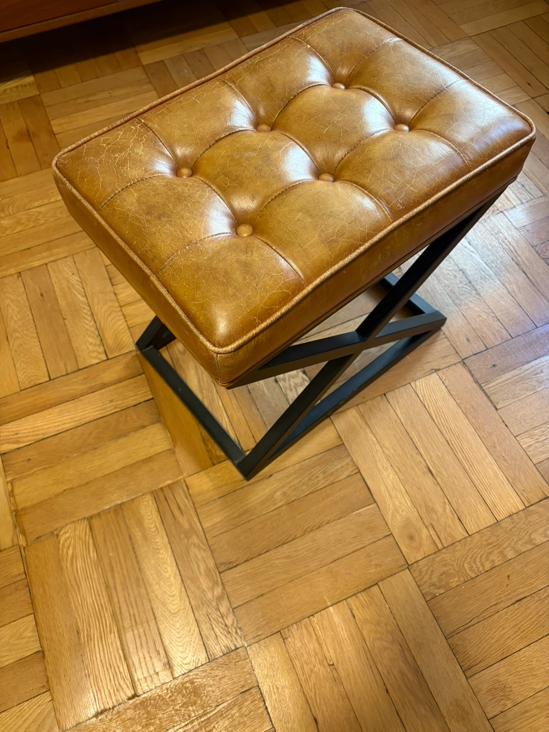 Mid Century Leather Ottoman - photo 3
