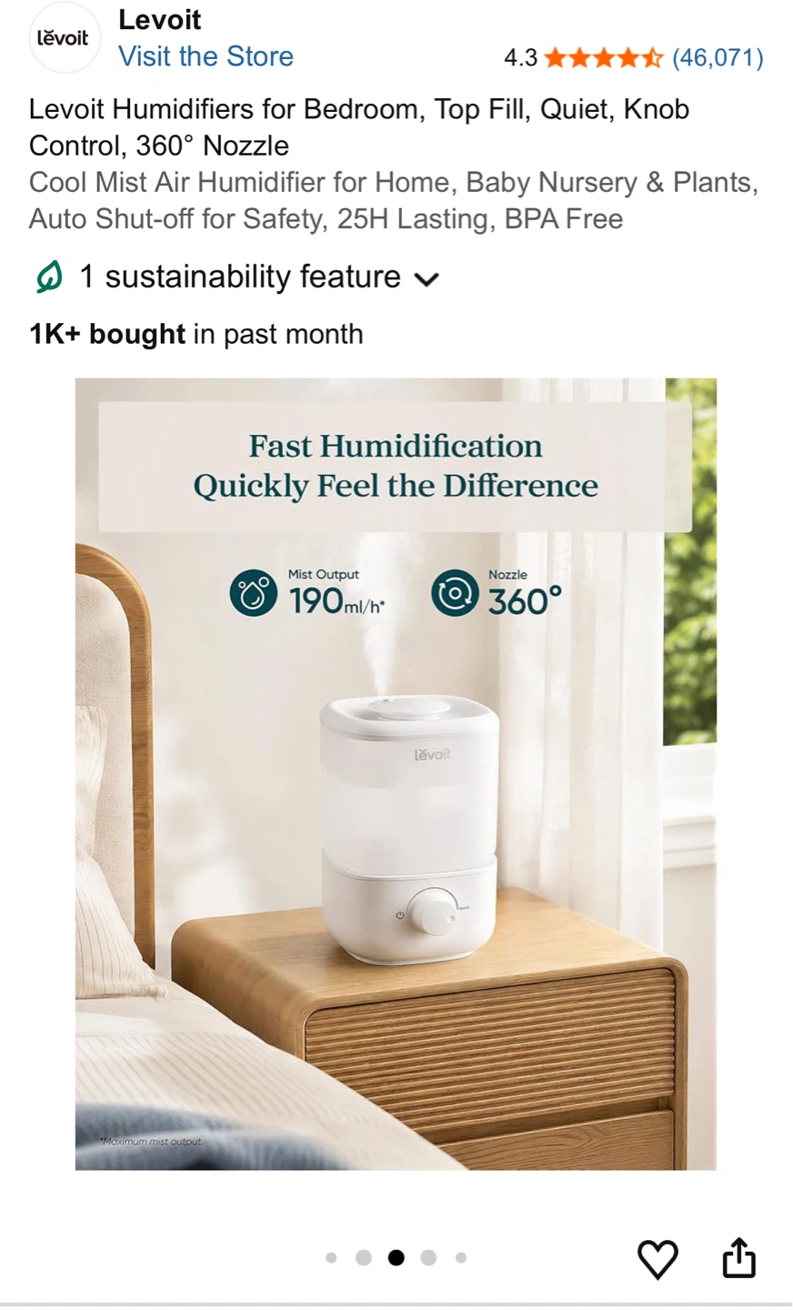 Levoit Cool Mist Humidifier - photo 3