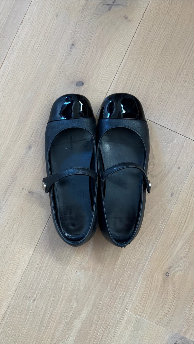 Leather, Black slip on Mary Jane Flats Brown's Shoes