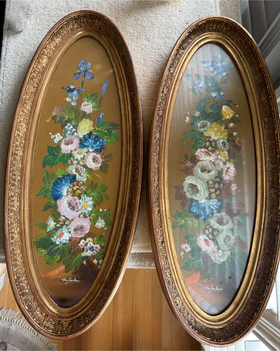 Vintage Defiolani Floral Wall Art Pair