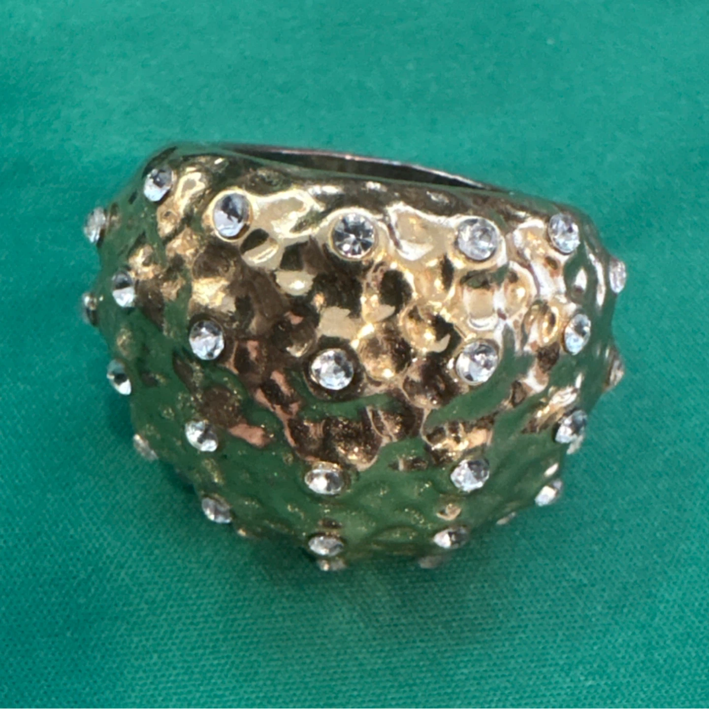 Vintage Abstract Modern crystals puffer fish ring "CN"