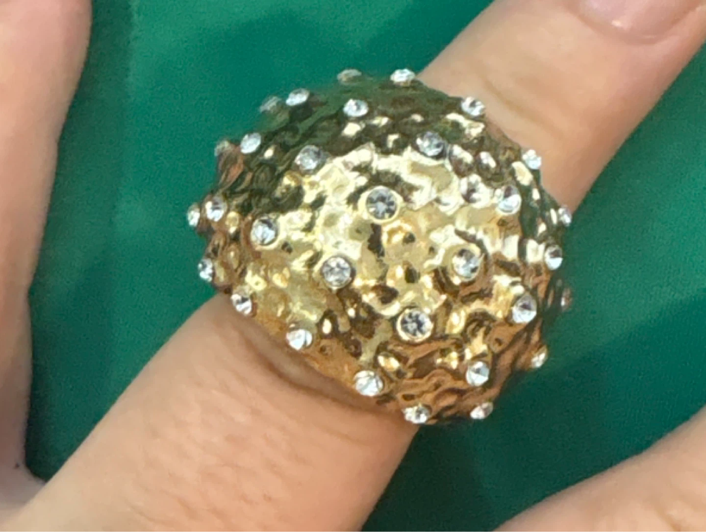 Vintage Abstract Modern crystals puffer fish ring "CN" - photo 3