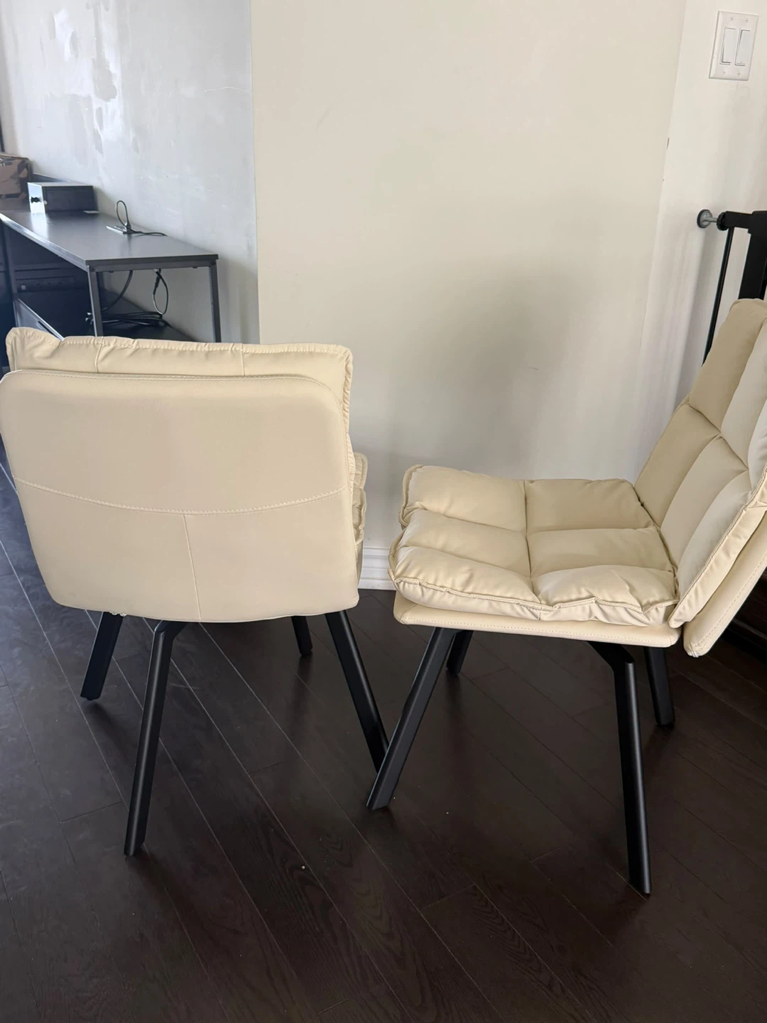 Two cream upholstered dining chairs - photo 2