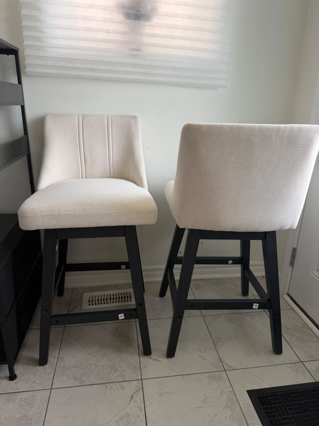 Set of Two Cream Upholstered Bar Stools - photo 2