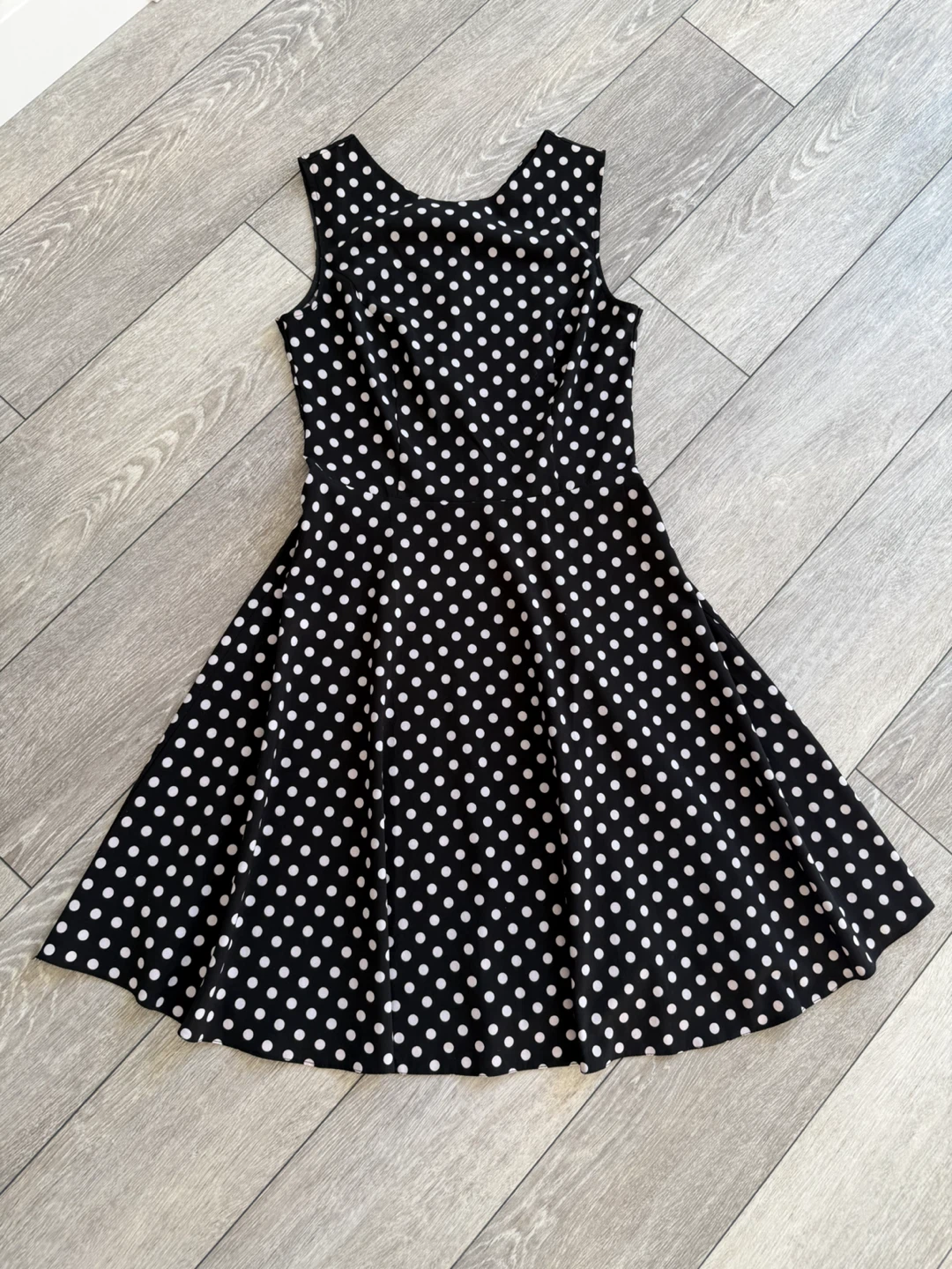 Black and White Polka Dot Sleeveless Dress