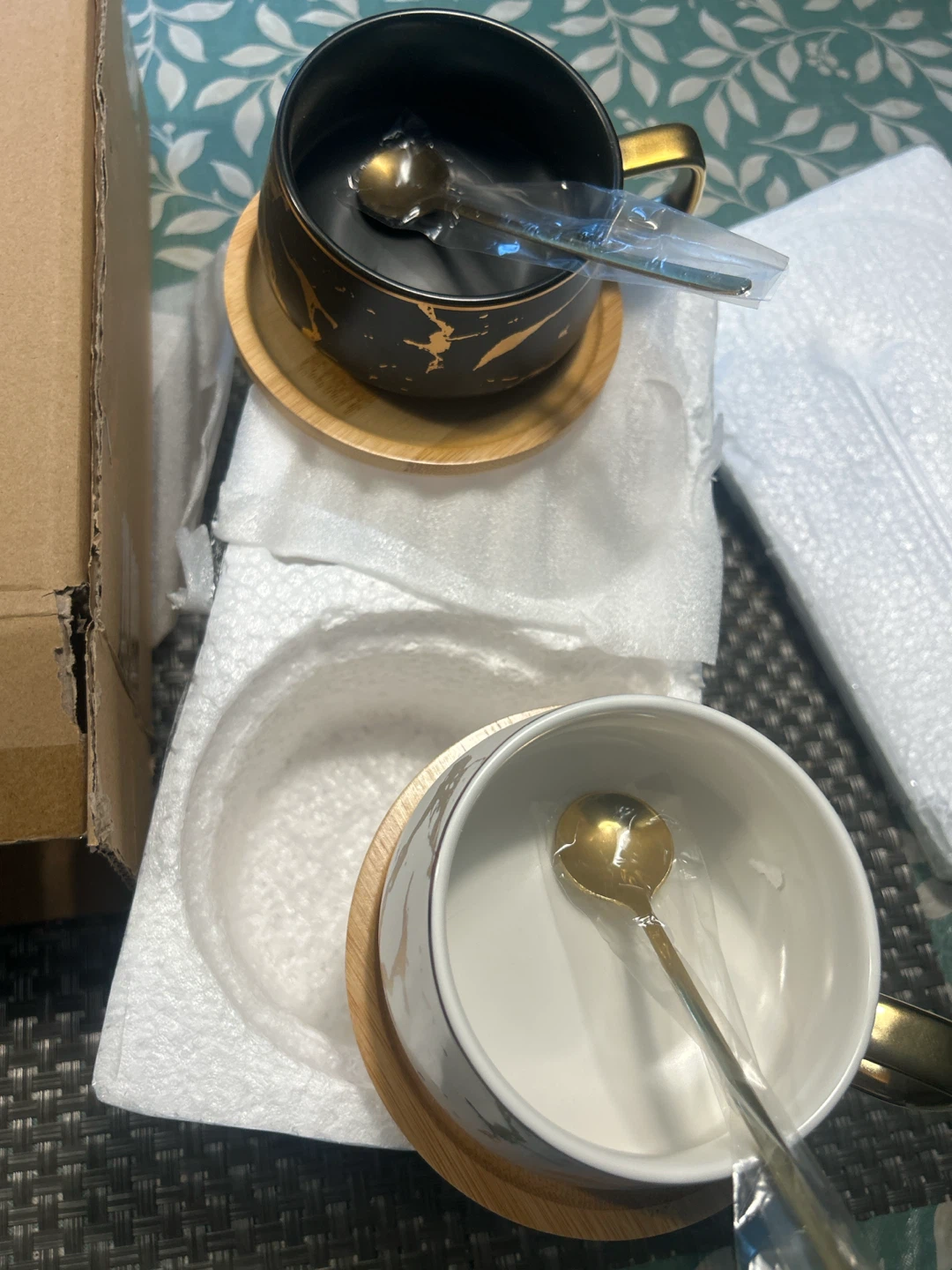 Peohud 2 Pack Ceramic Marble Mug Set