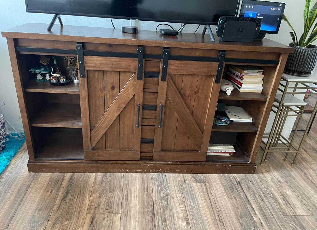 Rustic Farmhouse TV Stand with Sliding Doors - photo 3