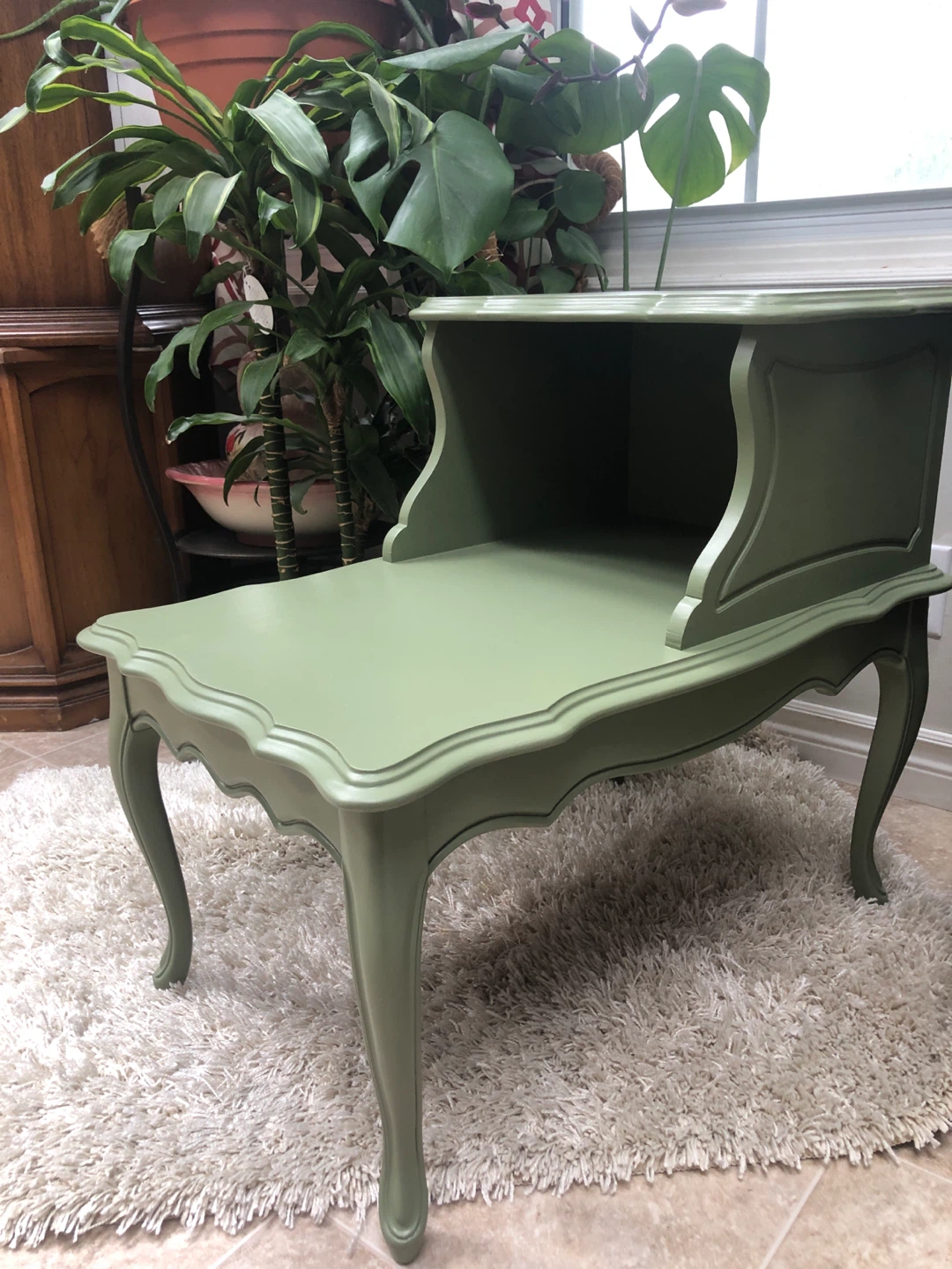 2 end tables, green, refinished - photo 4