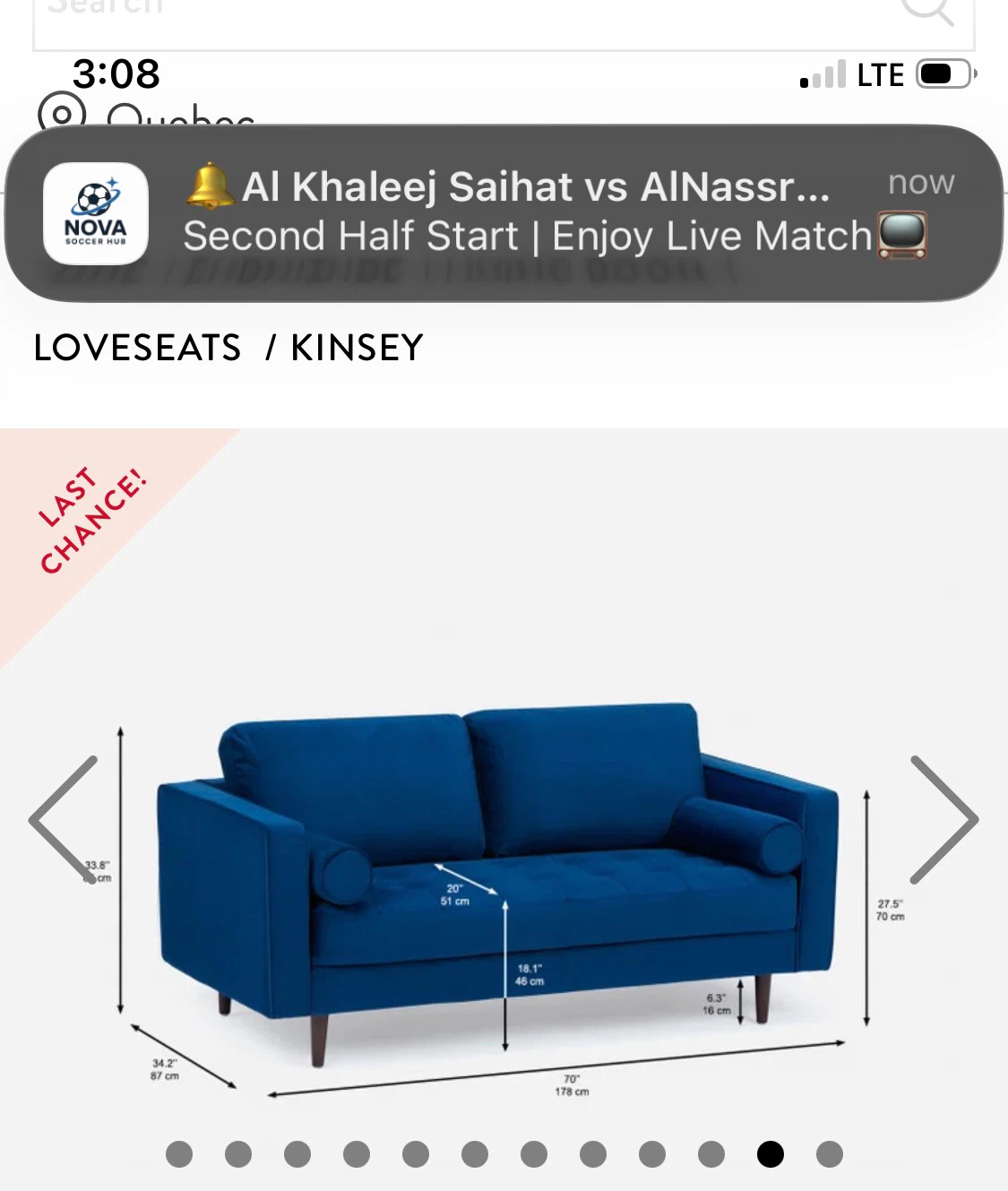 Kinsey Loveseat in Blue - photo 2