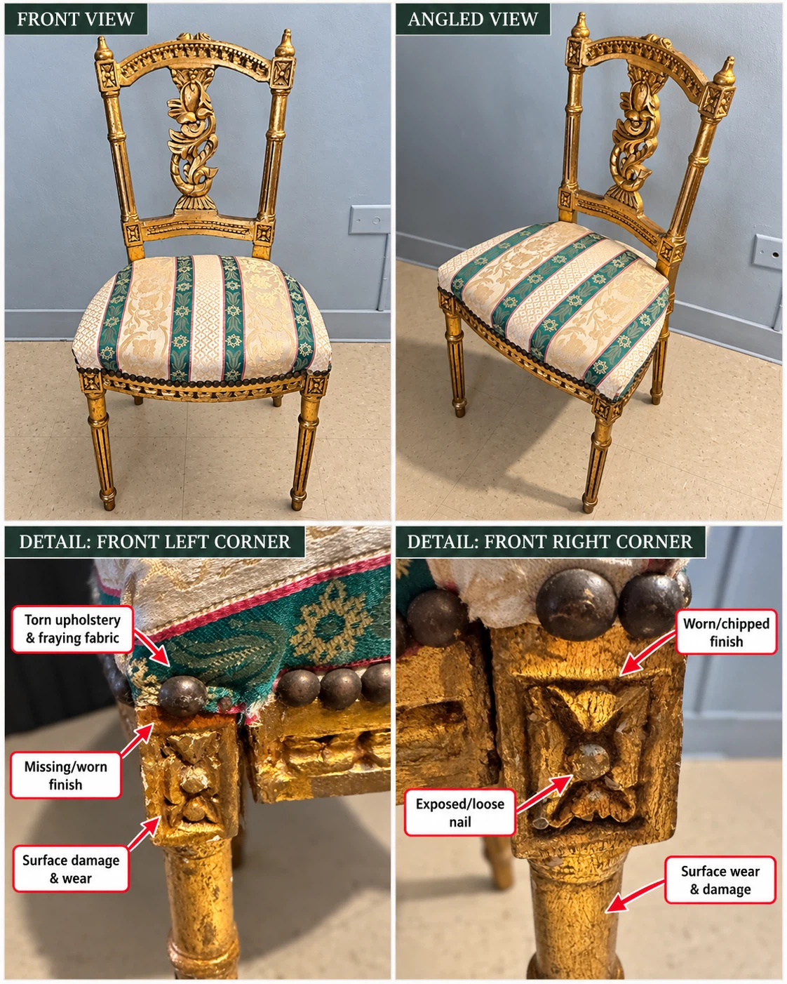 Vintage Gold Gilded Accent Chair