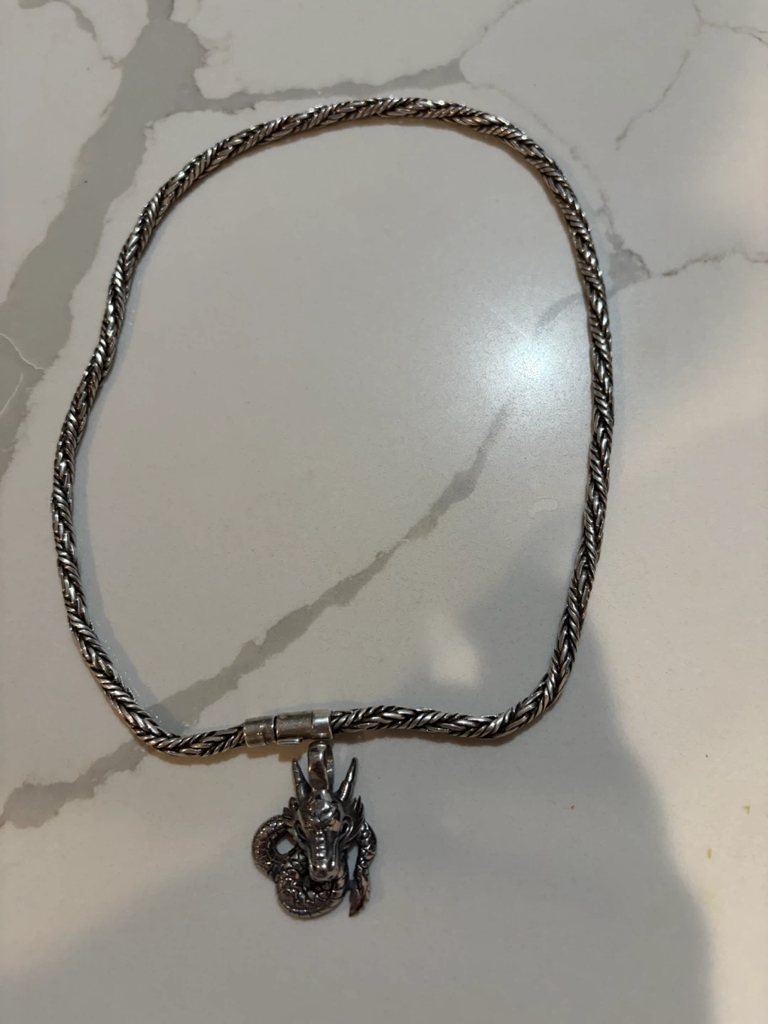 Silver-Tone Dragon Pendant Necklace