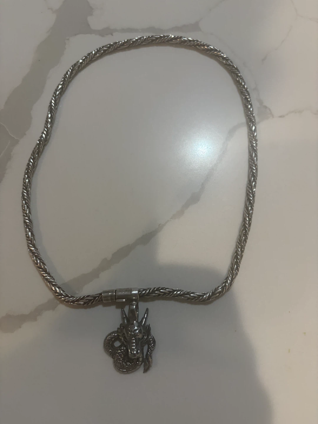 Silver-Tone Dragon Pendant Necklace - photo 2