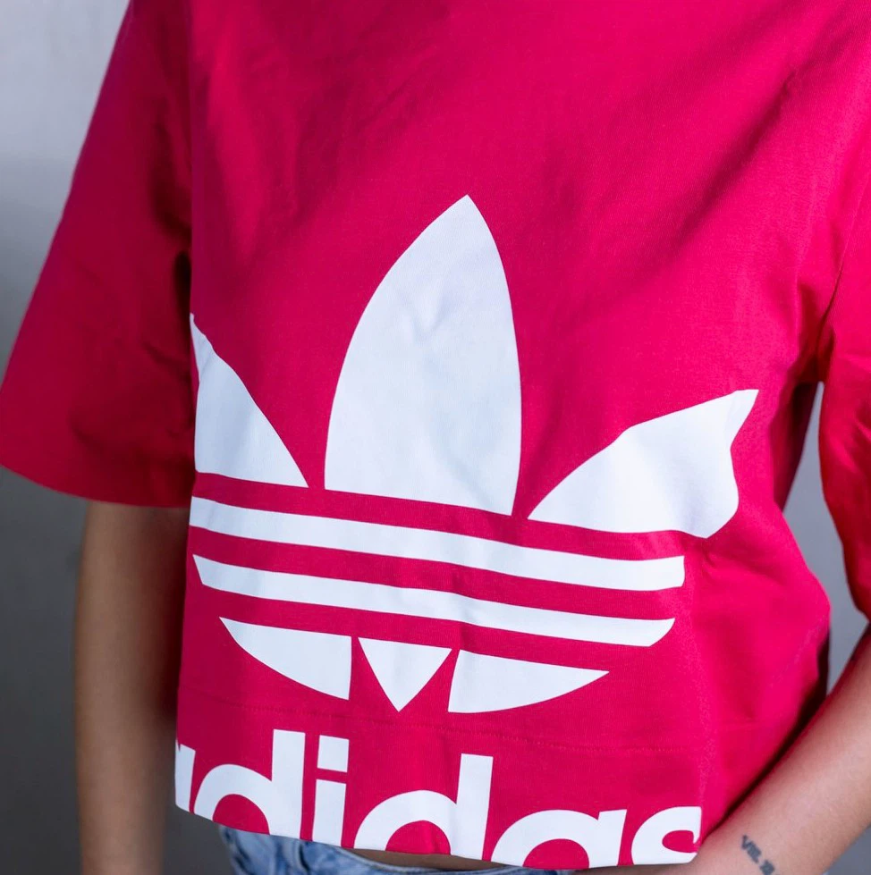 Adidas Pink Cropped T-shirt with Trefoil Logo - photo 4