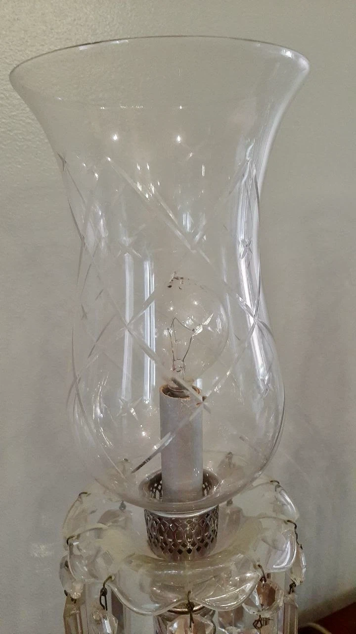 Set of Two Vintage Crystal Hurricane Lamps - photo 4