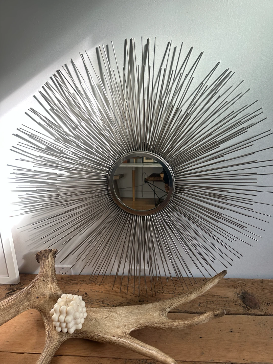 VINTAGE MCM STYLE STARBURST SUN ACCENT WALL MIRROR