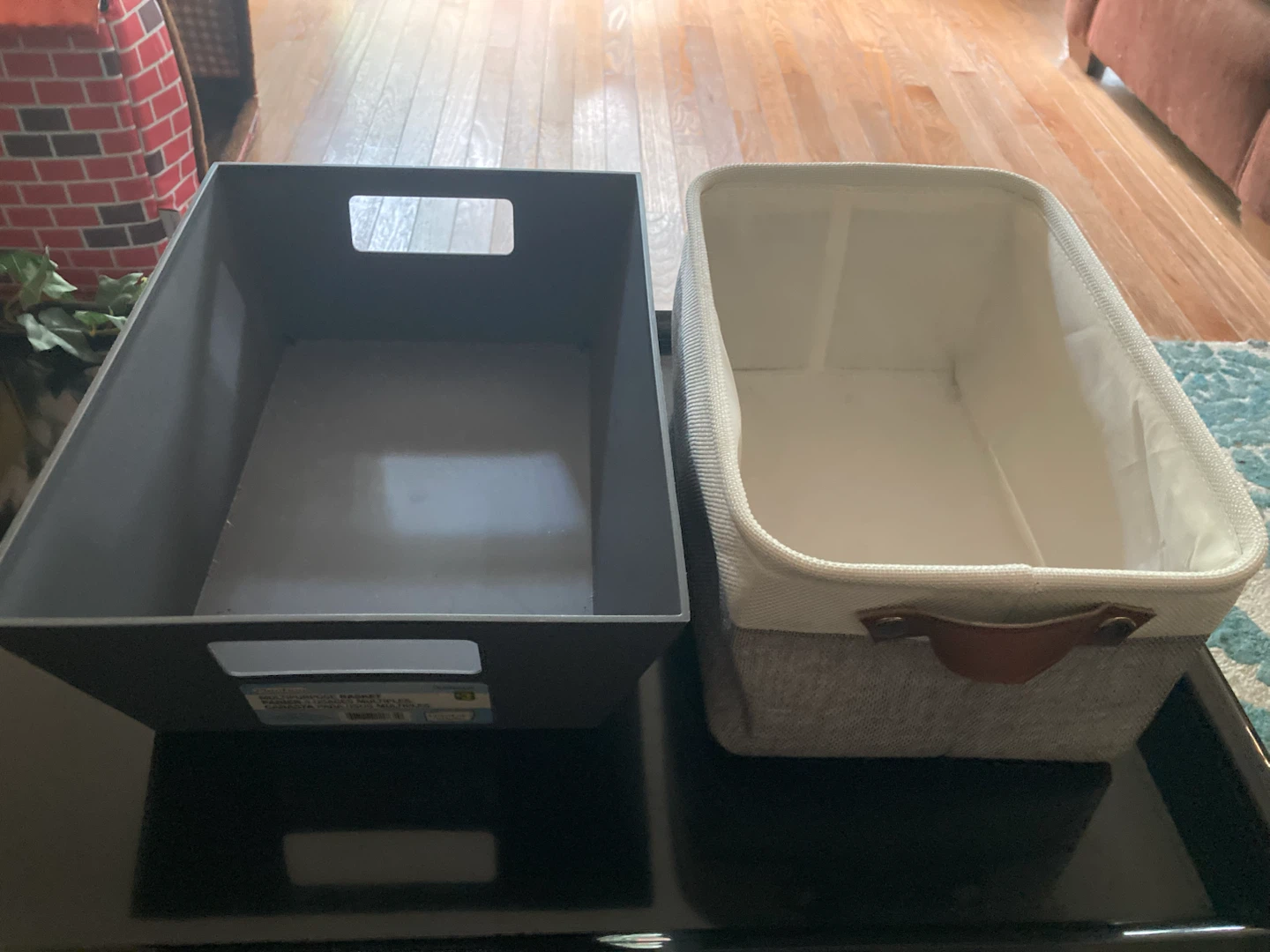 Two storage baskets