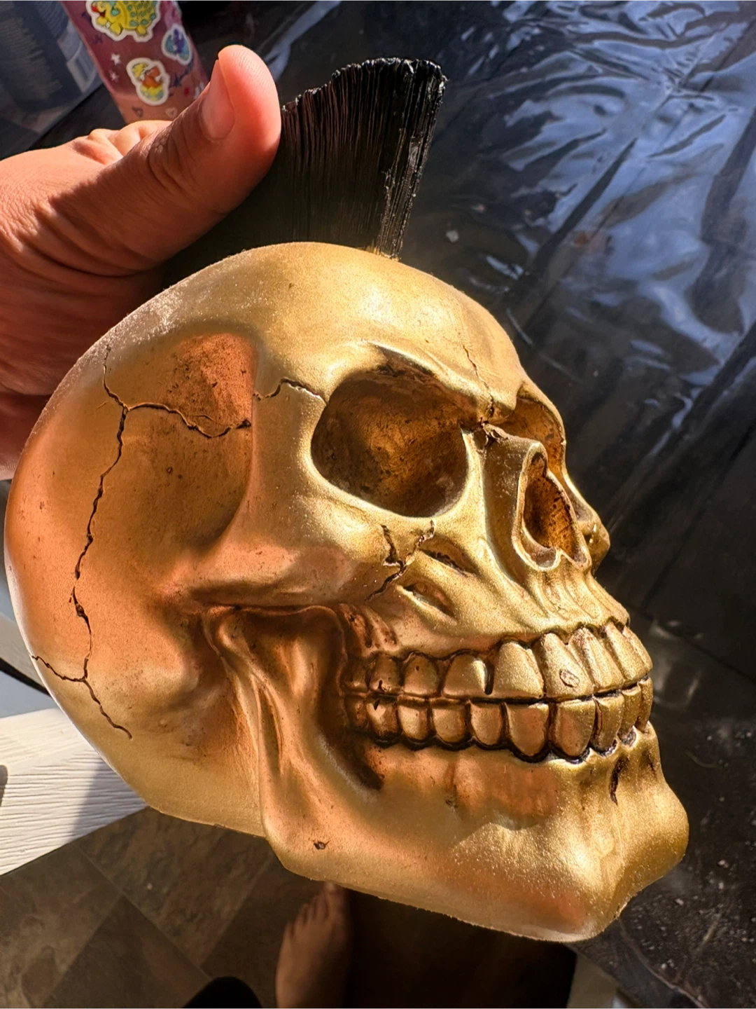 Gold Skull Decor with Mohawk