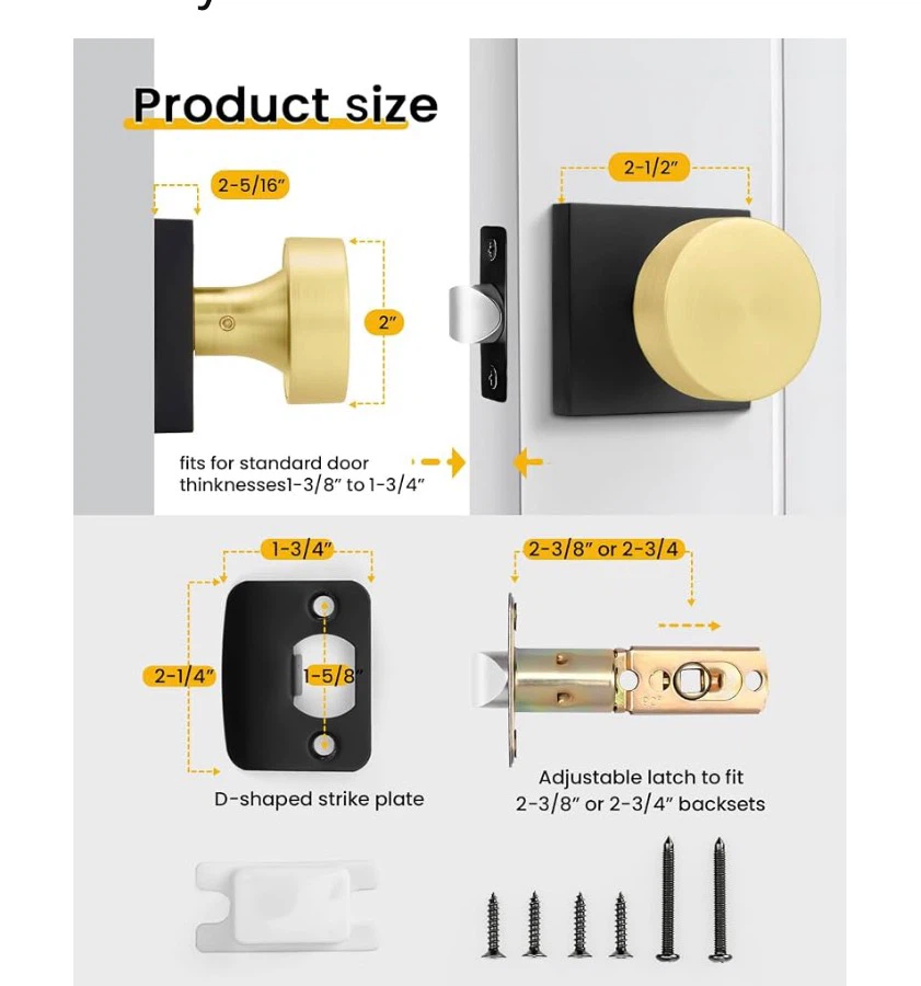 Goldenwarm Black and Gold Door Knobs Interior, Passage Door - photo 3