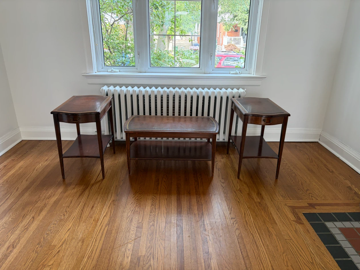 Three-Piece Vintage Wooden Table Set