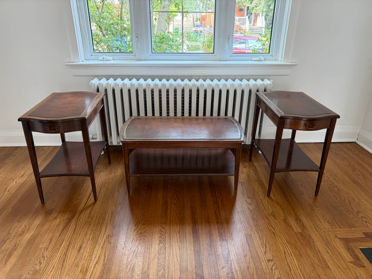 Three-Piece Vintage Wooden Table Set - photo 2
