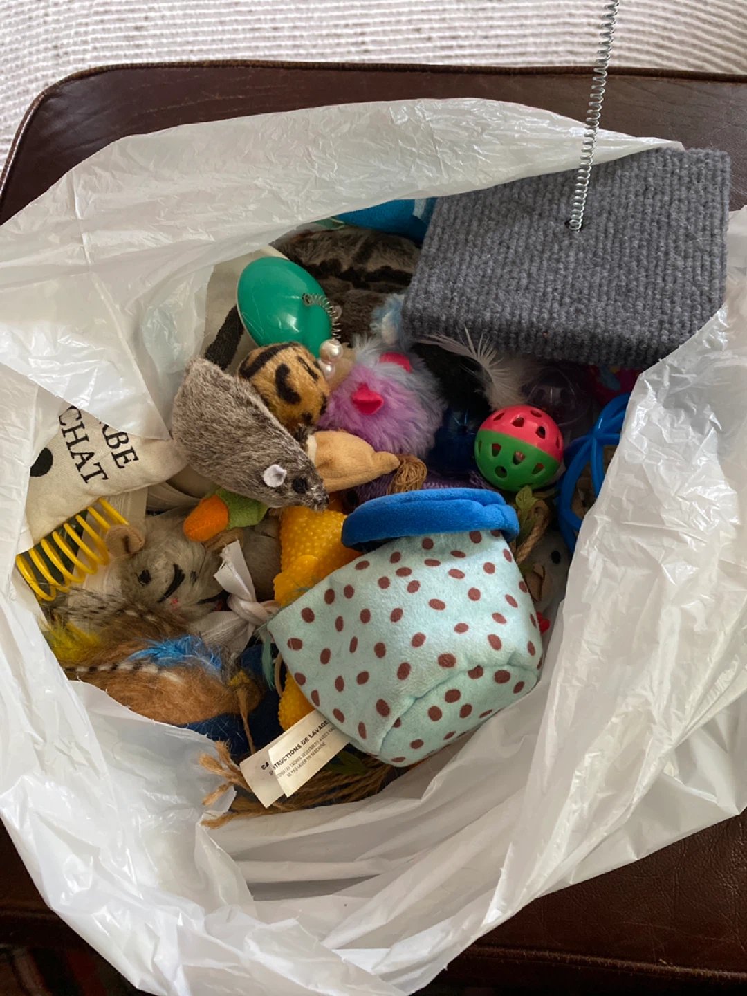 Bag of cat toys