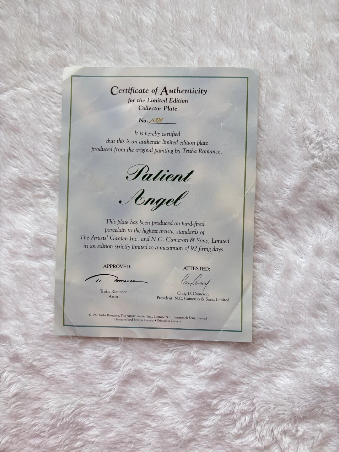 Trisha Romance Patient Angel Collector Plate - photo 2