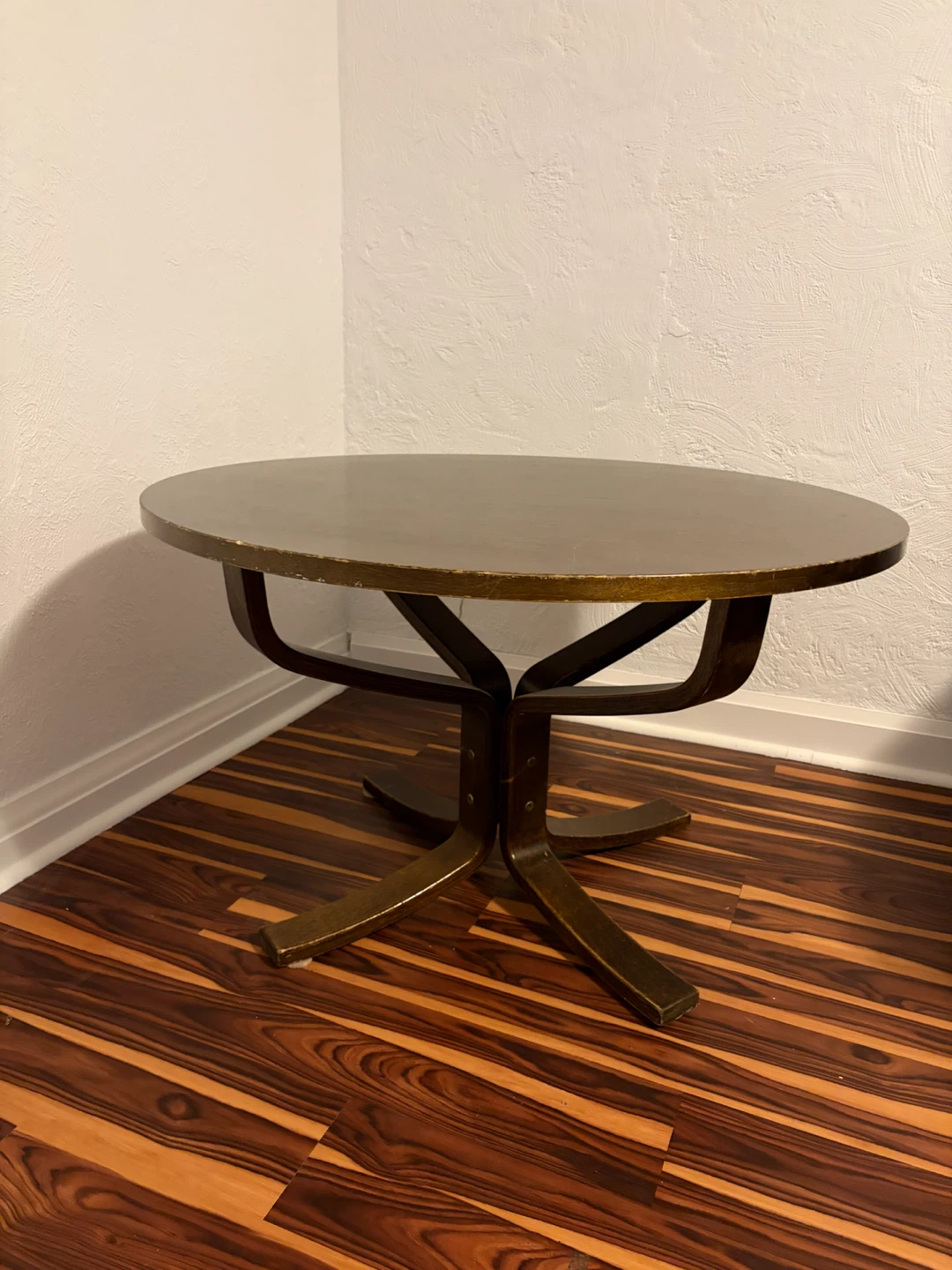 Mid-Century Scandinavian Round Wooden Side Table