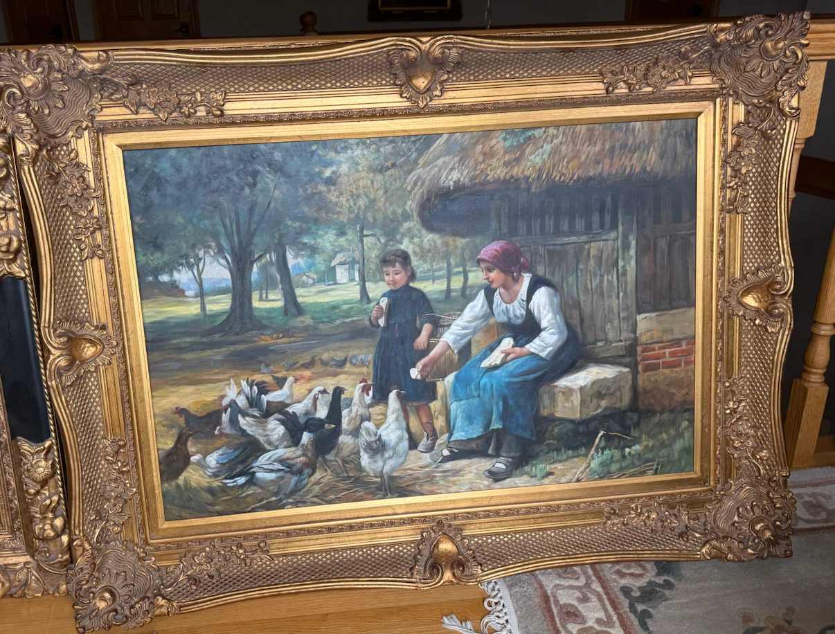 Vintage Oil Painting in Ornate Gold Frame